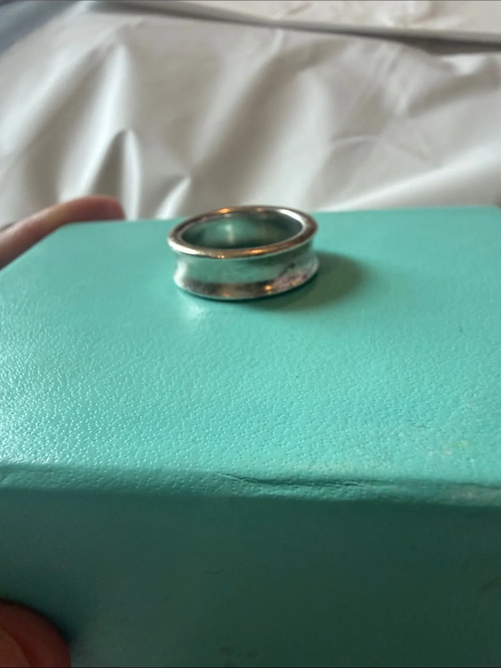 Authentic Tiffany & Co. 1837 Sterling Silver Concave Band Ring - Unisex Size 7